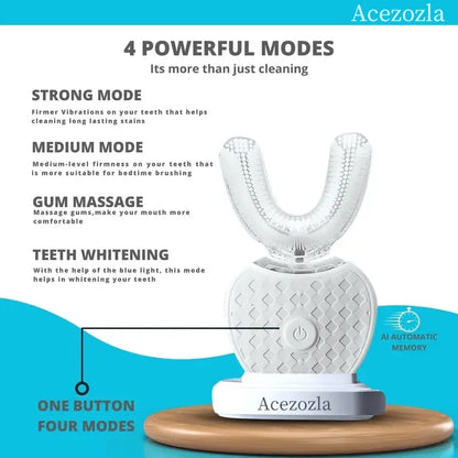Acezozla® Ultrasonic Adult Electric Toothbrush, Sonic Toothbrush 360° Oral Cleaning Wireless Charging & LED